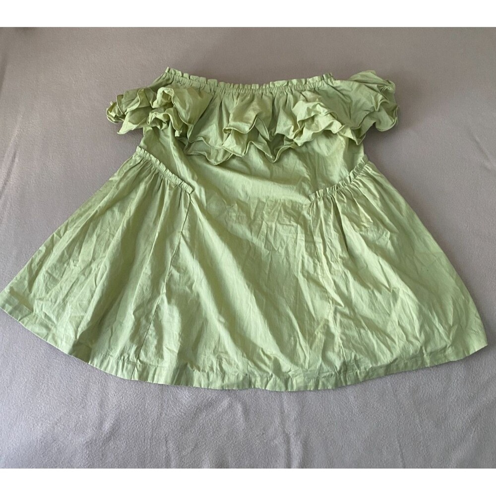 FREE PEOPLE Have A Thing For You Ruffle Mini Dress w/ Pockets, Green, M NWOT